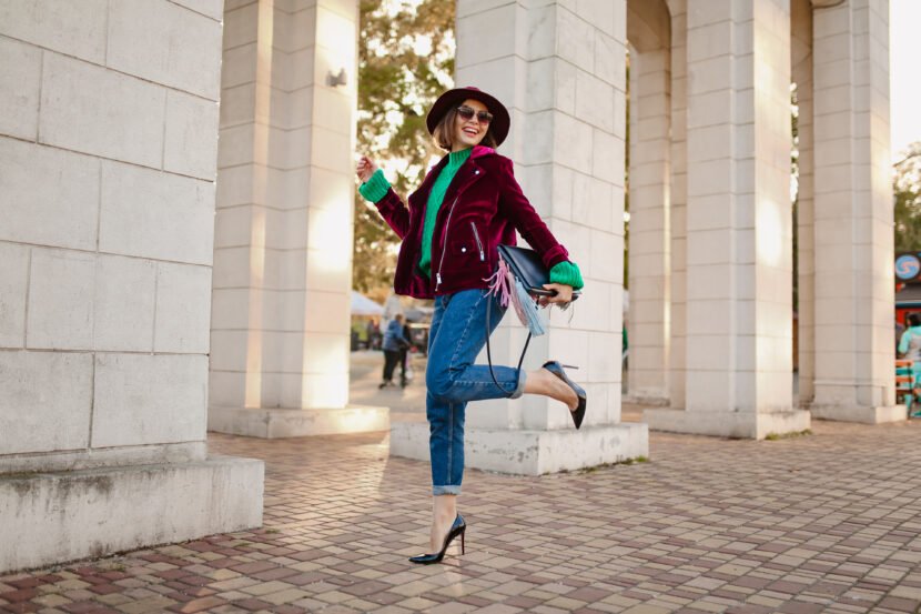 attractive woman in autumn style trendy outfit wal utc