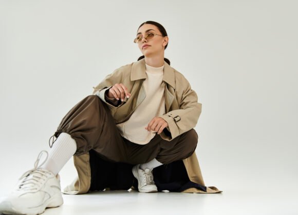 confident young woman displays autumn fashion in a utc