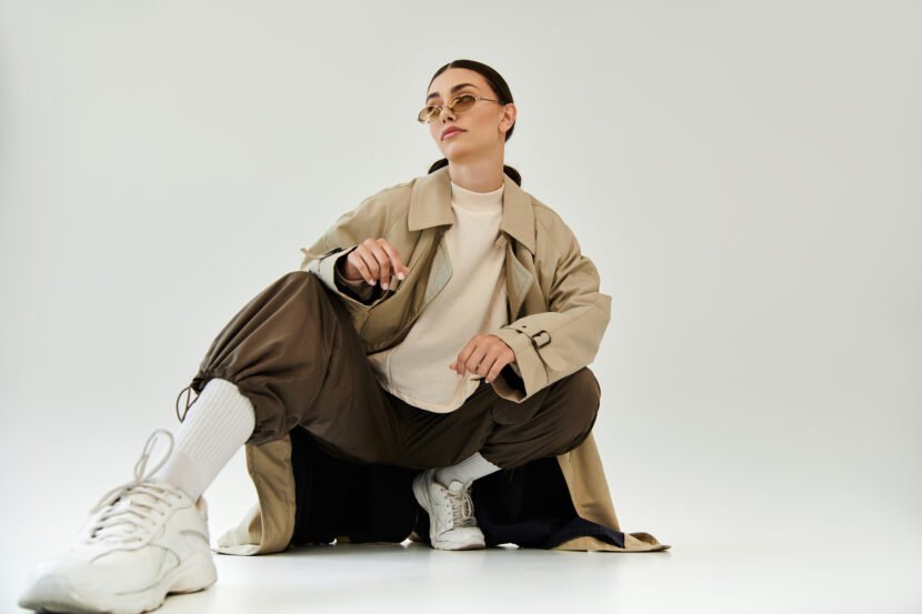 confident young woman displays autumn fashion in a utc