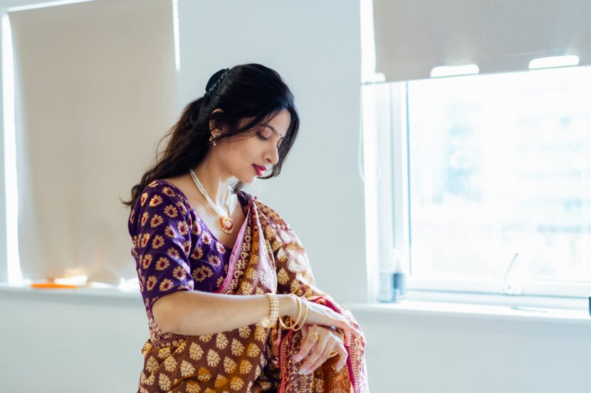 dressed in beautiful saree indian woman delicatel utc