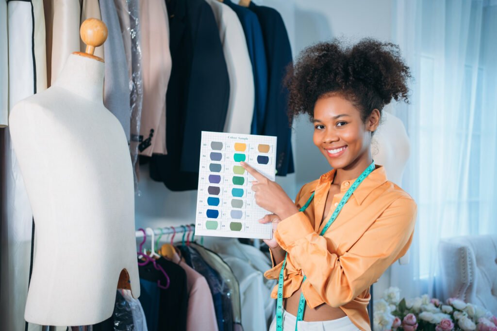 fashion designer working in clothes in tailoring a utc