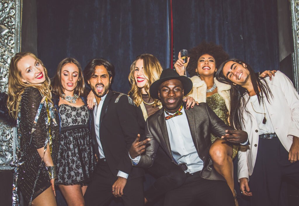friends having party in a nightclub utc