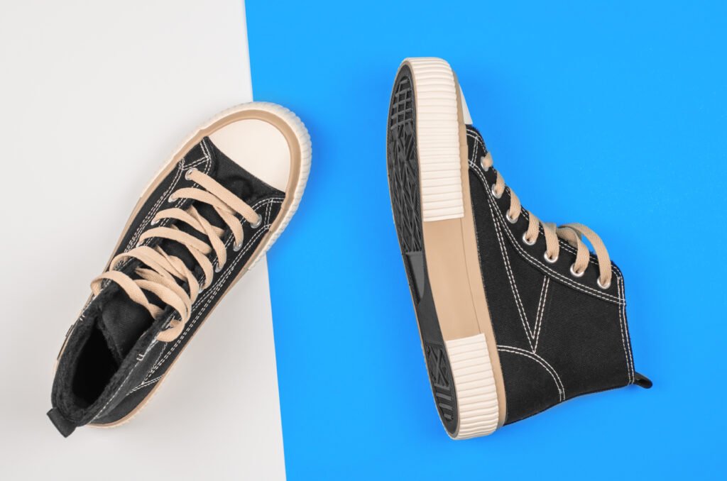 stylish modern women s sneakers on a colored backg utc